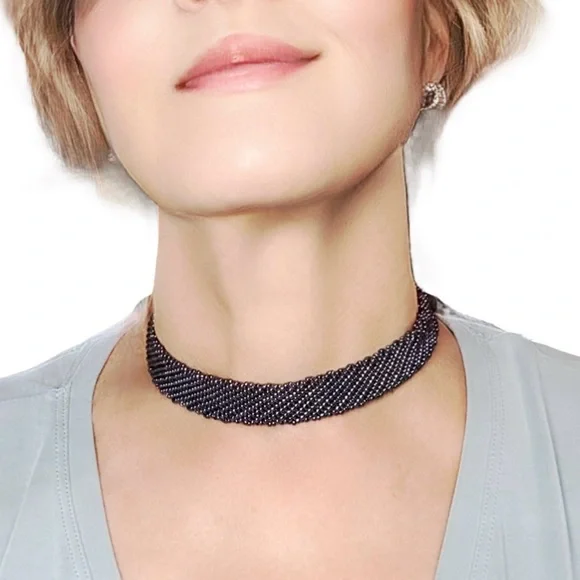 New Sleek Beautiful Black Mesh Choker Necklace, Can Also be worn as a Bracelet - Picture 1 of 8